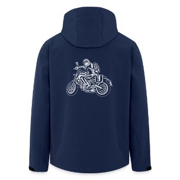 Motorcycle Touring / Motorcycle 01_wei ß - Men’s Recycled Softshell Jacket by Stanley/Stella - navy - Back - AI Model Male 185 light (185cm)