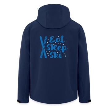 Eat Sleep Ski - Winter Sport Hut Piste Ski Lift - Men’s Recycled Softshell Jacket by Stanley/Stella - navy - Back - AI Model Male 185 light (185cm)