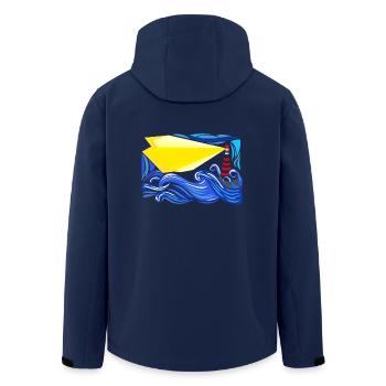 mer dans la tempête avec le phare - Veste softshell homme en polyester recyclé Stanley/Stella - marine - Dos - AI Model Male 185 light (185cm)