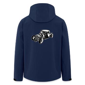 Hot Rod / Rat Rod 08_schwarz weiß - Recycelte Männer Softshell-Jacke von Stanley/Stella - Navy - Hinten - AI Model Male 185 light (185cm)