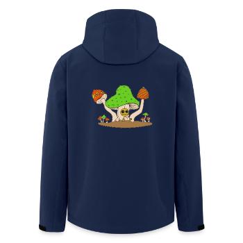 mushroom party - Men’s Recycled Softshell Jacket by Stanley/Stella - navy - Back - AI Model Male 185 light (185cm)