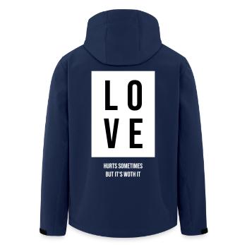 Love hurts sometimes but its worth it Gift - Men’s Recycled Softshell Jacket by Stanley/Stella - navy - Back - AI Model Male 185 light (185cm)
