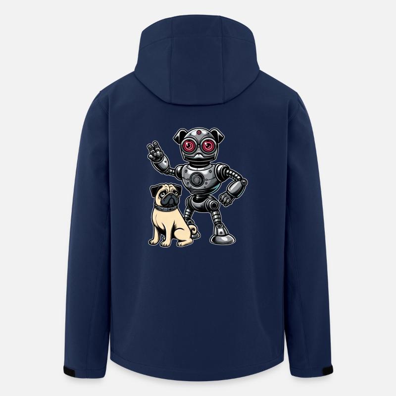 Mops Roboter und Herrchen Freunde - Recycelte Männer Softshell-Jacke von Stanley/Stella - Navy