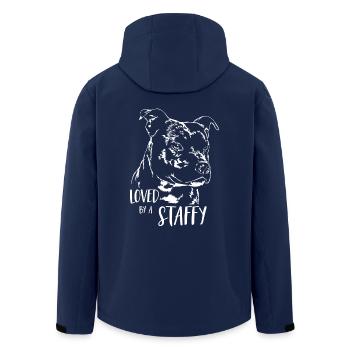 STAFFORDSHIRE BULLTERRIER loved by Staffy Wilsigns - Men’s Recycled Softshell Jacket by Stanley/Stella - navy - Back - AI Model Male 185 light (185cm)
