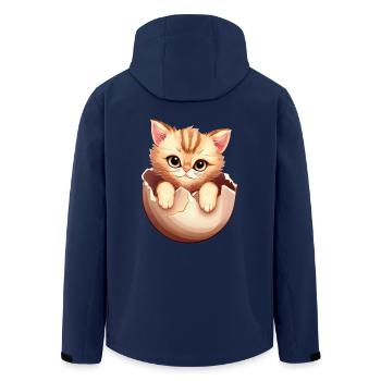 Kitten hatches from egg, Cute animal design - Men’s Recycled Softshell Jacket by Stanley/Stella - navy - Back - AI Model Male 185 light (185cm)
