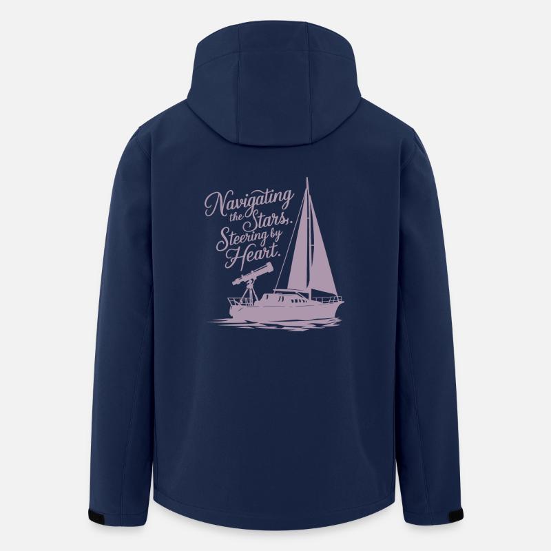 Voile, Voilier, Étoiles, Télescope - Veste softshell homme en polyester recyclé Stanley/Stella - marine