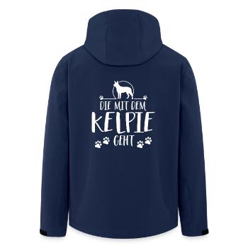 DIE MIT DEM KELPIE GEHT Hundespruch Hunde Wilsigns - Recycelte Männer Softshell-Jacke von Stanley/Stella - Navy - Hinten - AI Model Male 185 light (185cm)