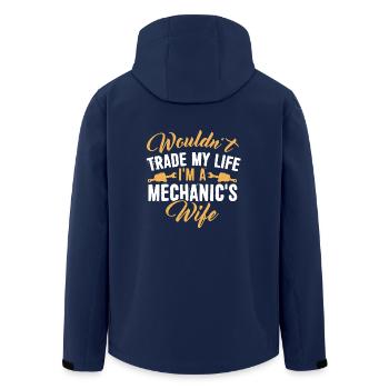 I'm A Mechanic's Wife Shirt - Men’s Recycled Softshell Jacket by Stanley/Stella - navy - Back - AI Model Male 185 light (185cm)