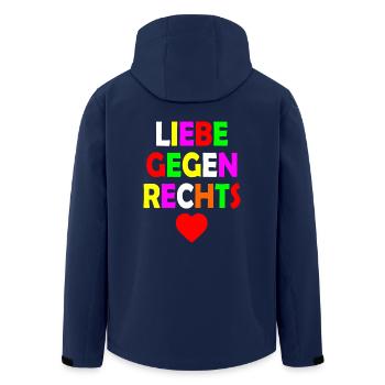 Liebe gegen rechts - Recycelte Männer Softshell-Jacke von Stanley/Stella - Navy - Hinten - AI Model Male 185 light (185cm)