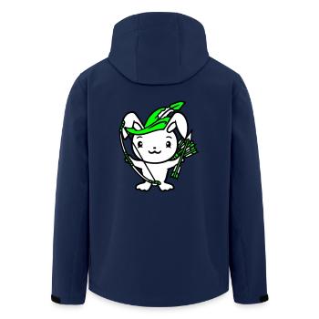 Bunny Arrow Bow Feather Hat Medieval Archer - Men’s Recycled Softshell Jacket by Stanley/Stella - navy - Back - AI Model Male 185 light (185cm)