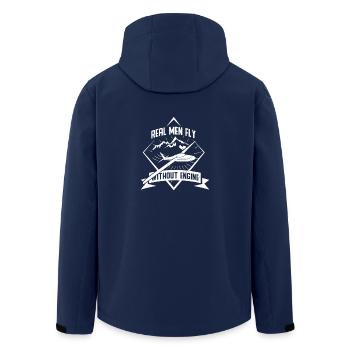 Glider Pilot Gift T-Shirt Funny Man - Men’s Recycled Softshell Jacket by Stanley/Stella - navy - Back - AI Model Male 185 light (185cm)