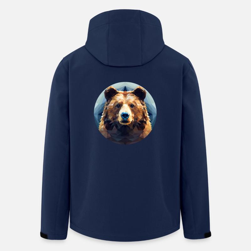 Bear in Polygon Geometry - Men’s Recycled Softshell Jacket by Stanley/Stella - navy