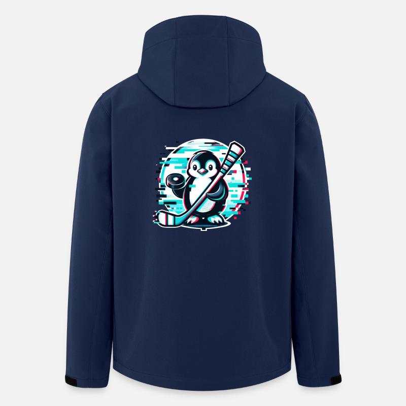 Glitch Pinguin Eishockeyspieler - Digitaler - Recycelte Männer Softshell-Jacke von Stanley/Stella - Navy