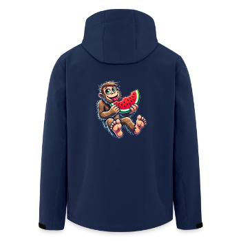 Sweet Bigfoot with Watermelon Fruity Cartoon So - Men’s Recycled Softshell Jacket by Stanley/Stella - navy - Back - AI Model Male 185 light (185cm)