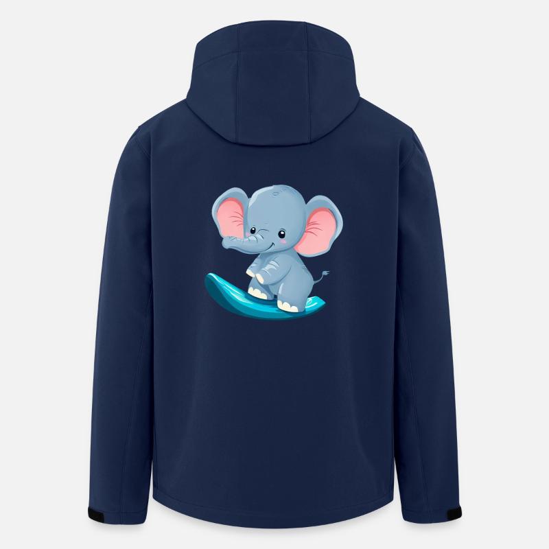 Surfer Elephant, Adventurous Animal Design - Men’s Recycled Softshell Jacket by Stanley/Stella - navy