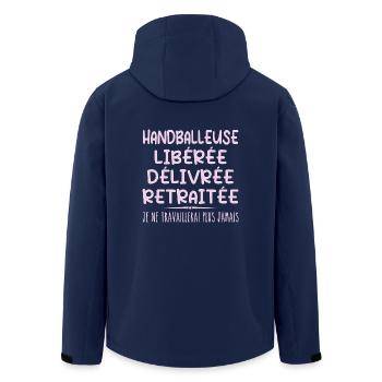 Handballeuse célèbre sa retraite avec humour cadea - Veste softshell homme en polyester recyclé Stanley/Stella - marine - Dos - AI Model Male 185 light (185cm)