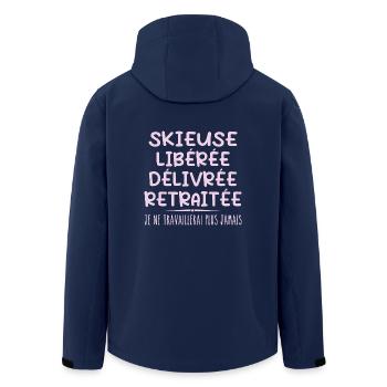 Skier celebrates her retirement with humor gift - Men’s Recycled Softshell Jacket by Stanley/Stella - navy - Back - AI Model Male 185 light (185cm)