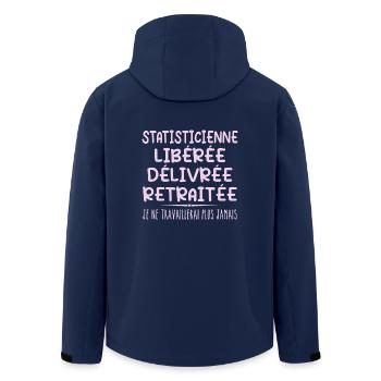 Statistician celebrates her retirement with humour - Men’s Recycled Softshell Jacket by Stanley/Stella - navy - Back - AI Model Male 185 light (185cm)