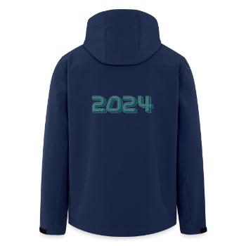 2024. HAPPY NEW YEAR. NEW YEAR'S EVE. NEW YEAR - Men’s Recycled Softshell Jacket by Stanley/Stella - navy - Back - AI Model Male 185 light (185cm)