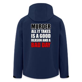 Murder – A Good Reason and a Bad Day - Men’s Recycled Softshell Jacket by Stanley/Stella - navy - Back - AI Model Male 185 light (185cm)