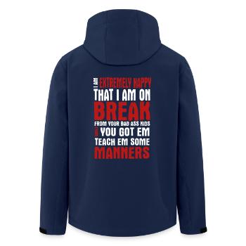 Teacher I Am Extremely Happy That I Am On Break - Men’s Recycled Softshell Jacket by Stanley/Stella - navy - Back - AI Model Male 185 light (185cm)