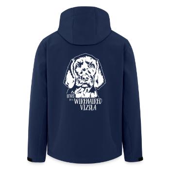 Loved by a Wirehaired Vizsla Dog Dog Wilsigns - Men’s Recycled Softshell Jacket by Stanley/Stella - navy - Back - AI Model Male 185 light (185cm)