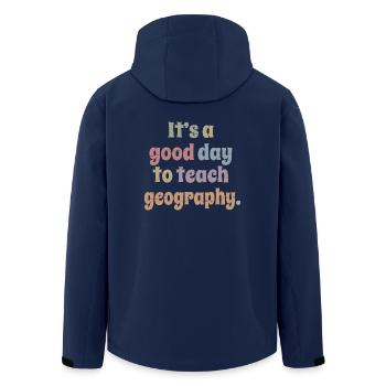 It's A Good Day To Teach Geography Fun Geographer - Men’s Recycled Softshell Jacket by Stanley/Stella - navy - Back - AI Model Male 185 light (185cm)