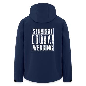 STRAIGHT OUTTA WEDDING funny Berlin shirt - Men’s Recycled Softshell Jacket by Stanley/Stella - navy - Back - AI Model Male 185 light (185cm)
