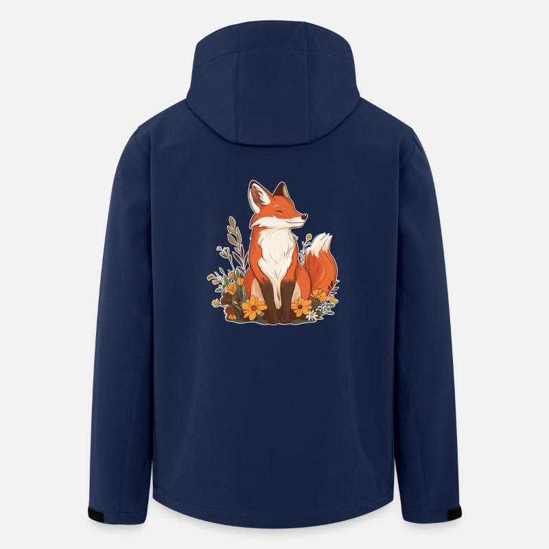 Fuchs mit Blumen - Recycelte Männer Softshell-Jacke von Stanley/Stella - Navy