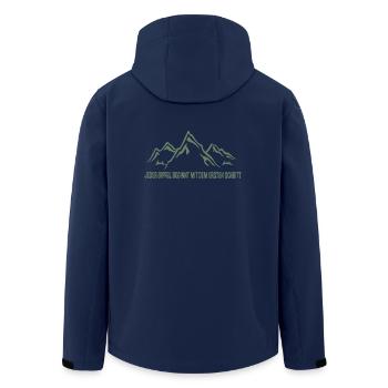 Fröhliche Bergansicht: Den ersten Schritt wagen! - Recycelte Männer Softshell-Jacke von Stanley/Stella - Navy - Hinten - AI Model Male 185 light (185cm)