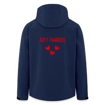 JUST MARRIED. LONG LIVE THE MARYS. BACHELORETTE PARTY - Men’s Recycled Softshell Jacket by Stanley/Stella - navy - Back - AI Model Male 185 light (185cm)