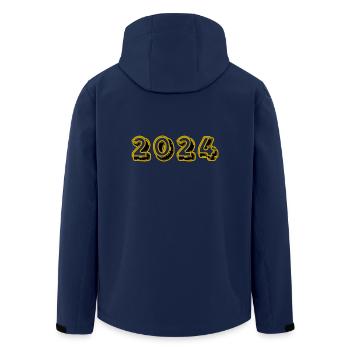 HAPPY NEW YEAR. NEW YEAR'S EVE. NEW YEAR - Men’s Recycled Softshell Jacket by Stanley/Stella - navy - Back - AI Model Male 185 light (185cm)