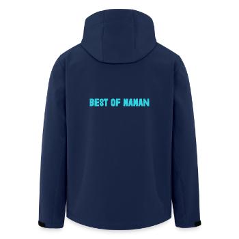 MAMAN. FÊTE DES MÈRES. BONNE FÊTE MAMAN. JE T'AIME - Veste softshell homme en polyester recyclé Stanley/Stella - marine - Dos - AI Model Male 185 light (185cm)