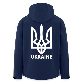 ukraine - Men’s Recycled Softshell Jacket by Stanley/Stella - navy - Back - AI Model Male 185 light (185cm)
