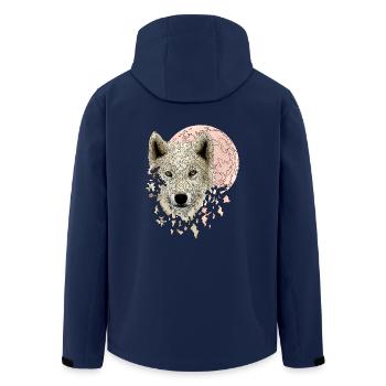 Wolf white - Men’s Recycled Softshell Jacket by Stanley/Stella - navy - Back - AI Model Male 185 light (185cm)