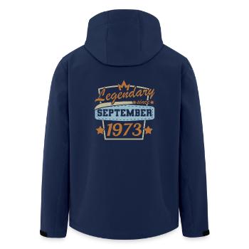 Legendary since September 1973 - Men’s Recycled Softshell Jacket by Stanley/Stella - navy - Back - AI Model Male 185 light (185cm)