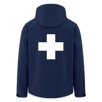 Switzerland - Men’s Recycled Softshell Jacket by Stanley/Stella - navy - Back - AI Model Male 185 light (185cm)