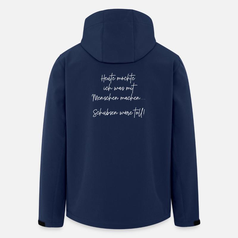 Humorvolle Spruchgrafik mit Schuss - Recycelte Männer Softshell-Jacke von Stanley/Stella - Navy
