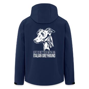 ITALIAN GREYHOUND Life is better Dogs Wilsigns - Men’s Recycled Softshell Jacket by Stanley/Stella - navy - Back - AI Model Male 185 light (185cm)