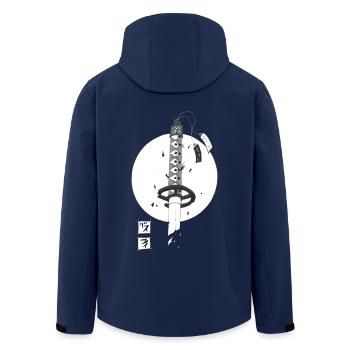 Broken Sword - Recycelte Männer Softshell-Jacke von Stanley/Stella - Navy - Hinten - AI Model Male 185 light (185cm)