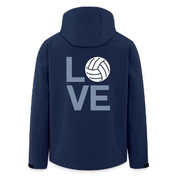 love volleyball - Men’s Recycled Softshell Jacket by Stanley/Stella - navy - Back - AI Model Male 185 light (185cm)