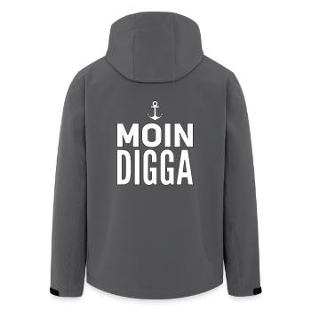 Moin Digga Hamburg - Recycelte Männer Softshell-Jacke von Stanley/Stella - Anthrazit - Hinten - AI Model Male 185 light (185cm)