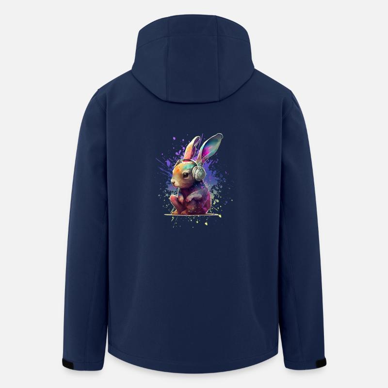 Bunter Hase mit Kopfhörern - Recycelte Männer Softshell-Jacke von Stanley/Stella - Navy
