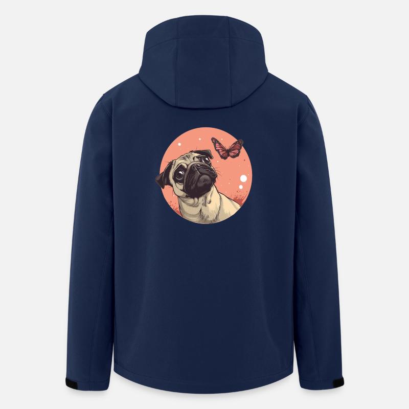 Pug with butterfly - Men’s Recycled Softshell Jacket by Stanley/Stella - navy
