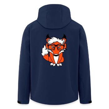 Fox Nerd Horn-rimmed Glasses Geek Smart Intelligent Cool - Men’s Recycled Softshell Jacket by Stanley/Stella - navy - Back - AI Model Male 185 light (185cm)
