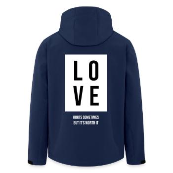 Love hurts gift - Men’s Recycled Softshell Jacket by Stanley/Stella - navy - Back - AI Model Male 185 light (185cm)