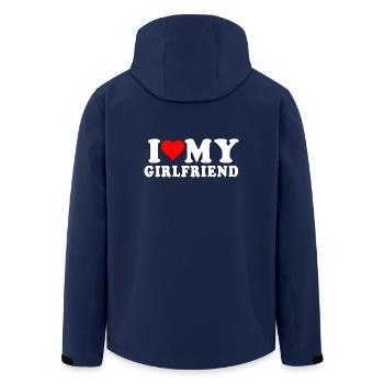 i love my girlfriend - Veste softshell homme en polyester recyclé Stanley/Stella - marine - Dos - AI Model Male 185 light (185cm)