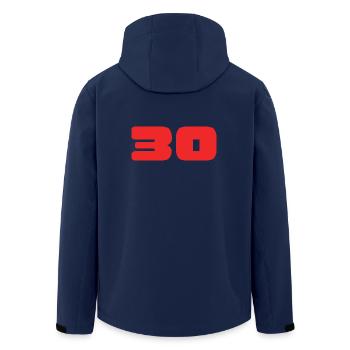 30. 30 JAHRE. 30-JÄHRIGES JUBILÄUM. GEBURTSTAG 30 JAHRE. - Recycelte Männer Softshell-Jacke von Stanley/Stella - Navy - Hinten - AI Model Male 185 light (185cm)