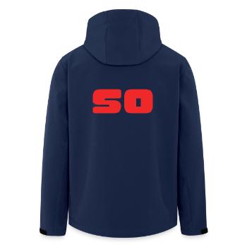 50. 50 YEARS. 50th ANNIVERSARY. BIRTHDAY 50 YEARS. - Men’s Recycled Softshell Jacket by Stanley/Stella - navy - Back - AI Model Male 185 light (185cm)