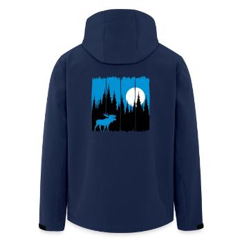 Moose in front of the moon / sun forest dweller forest deer animal - Men’s Recycled Softshell Jacket by Stanley/Stella - navy - Back - AI Model Male 185 light (185cm)